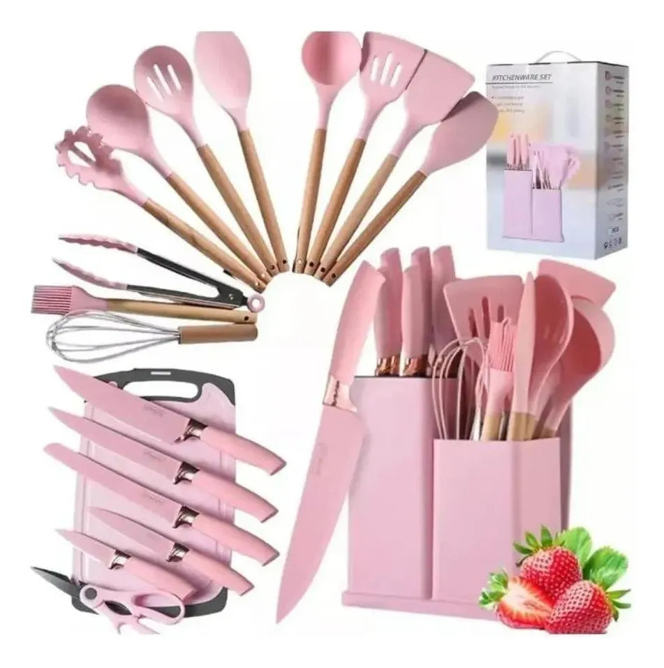 Set de utensilios de cocina con base organizadora