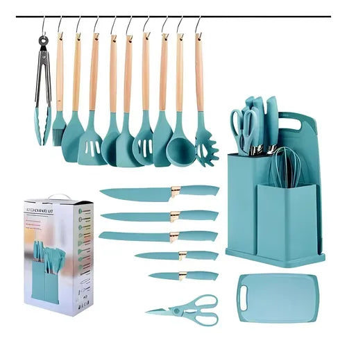 Set de utensilios de cocina con base organizadora