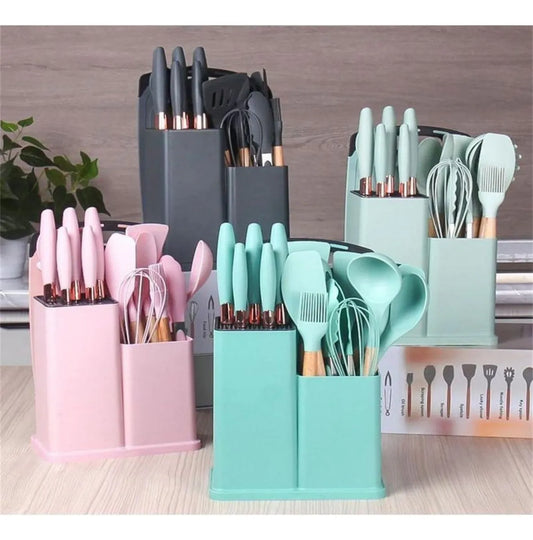 Set de utensilios de cocina con base organizadora