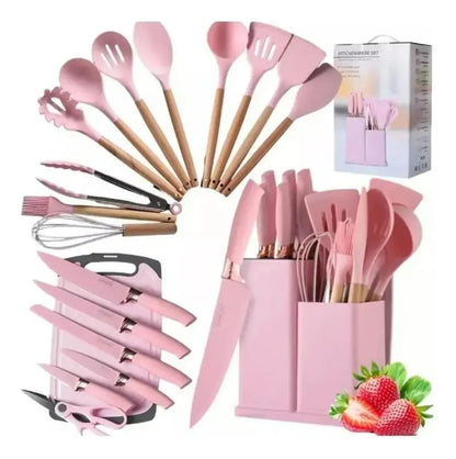 Set de utensilios de cocina con base organizadora