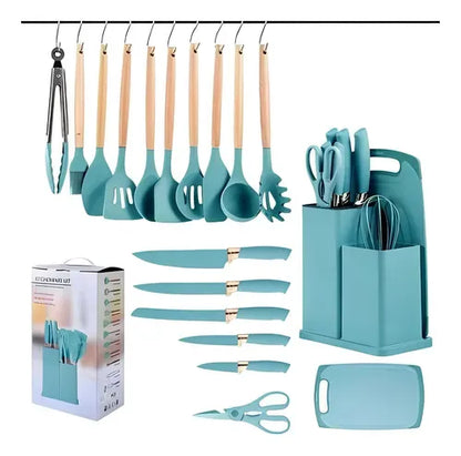 Set de utensilios de cocina con base organizadora